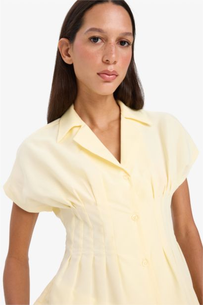 قميص نص ردن مخصر من بوبلين