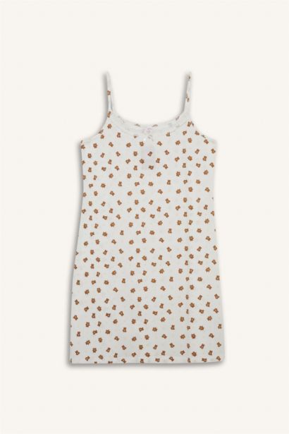 %100 Pamuk Regular Fıt U Yaka Askılı Gecelik