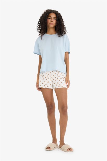 Regular Fit Desenli Şort Pijama Altı