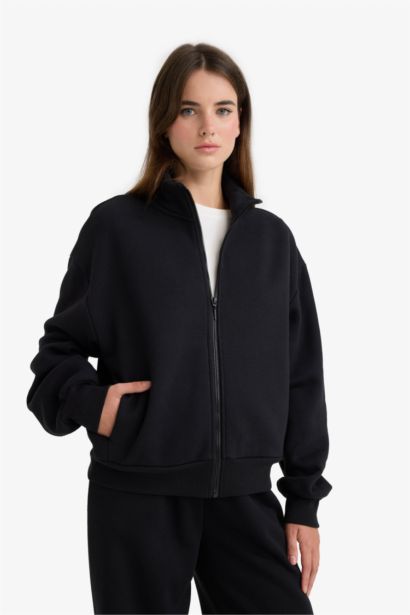 Boxy Fit Half Turtleneck Cardigan