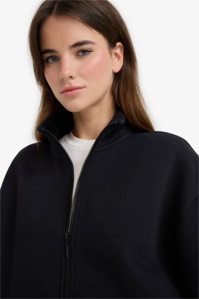 Boxy Fit Half Turtleneck Cardigan