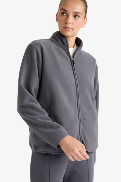 Regular Fit Half Turtleneck fleece Cardigan