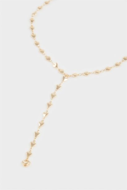 Kadın Kalpli Gold Y Kolye