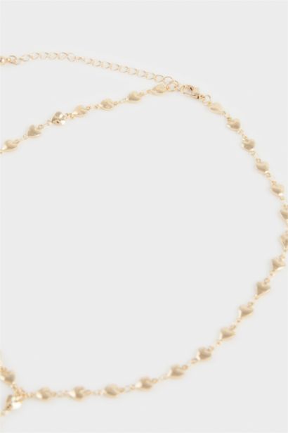 Kadın Kalpli Gold Y Kolye