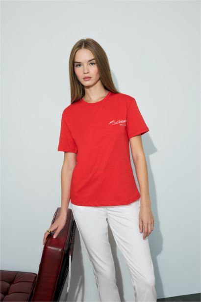 Regular Fit Bisiklet Yaka Atatürk Baskılı Kısa Kollu Tişört