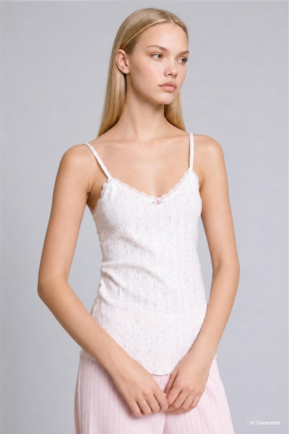 100% Cotton Lace Detail Tank Top