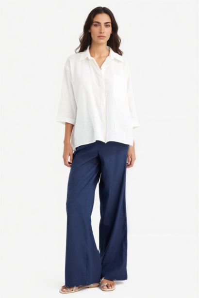 قميص نص ردن قطن اوفر سايز قصة واسعة