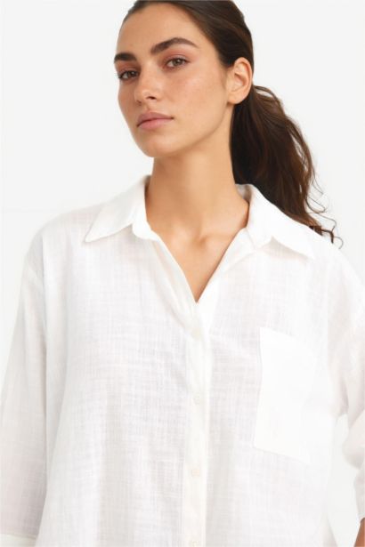 قميص نص ردن قطن اوفر سايز قصة واسعة