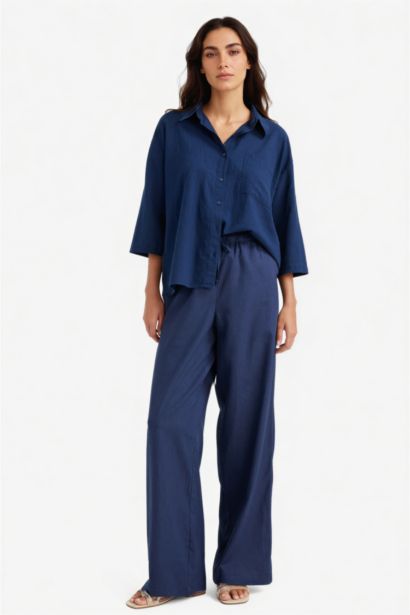 Oversize Fit Shirt Collar Cotton Short Sleeve Shirt