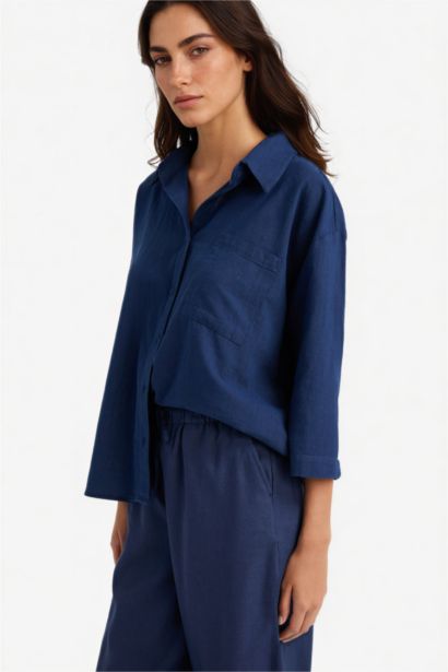 Oversize Fit Shirt Collar Cotton Short Sleeve Shirt