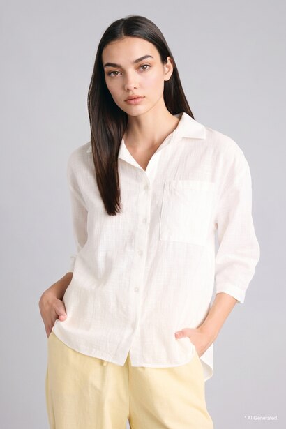 Oversize Fit Shirt Collar Cotton Short Sleeve Shirt