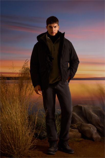 Diago Comfort Fit Yüksek Bel Geniş Paça Düz Paça Termal Polarlı Jean Pantolon