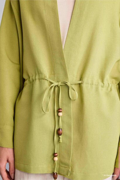 Keten Karışımlı Relaxed Fit Uzun Kollu Kimono