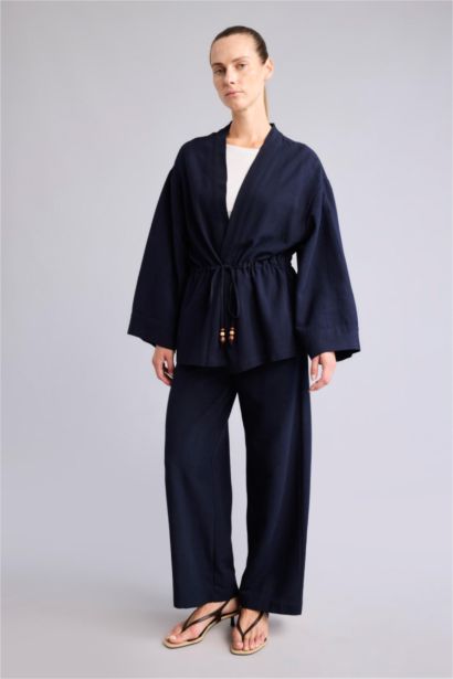 Relax Fit Linen Blended Long Sleeve Shirt
