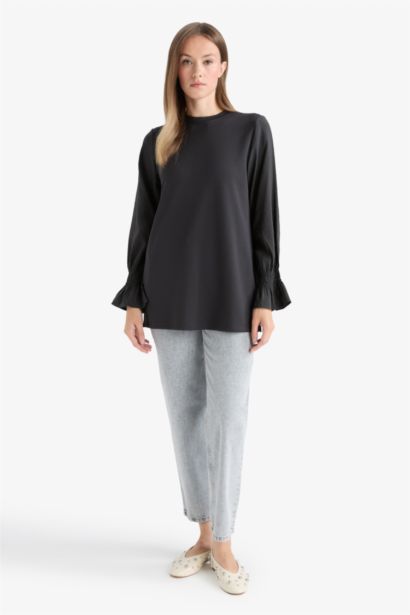 Regular Fit Crew Neck Long Sleeve Tunic