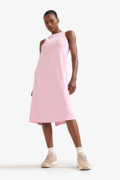 فستان ميدي كت منسوج بياخة مدورة من DeFactoFit