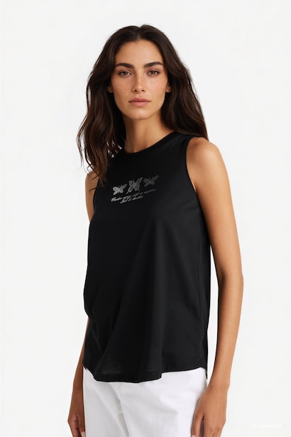 Relax Fit Printed Crew Neck Tank Top