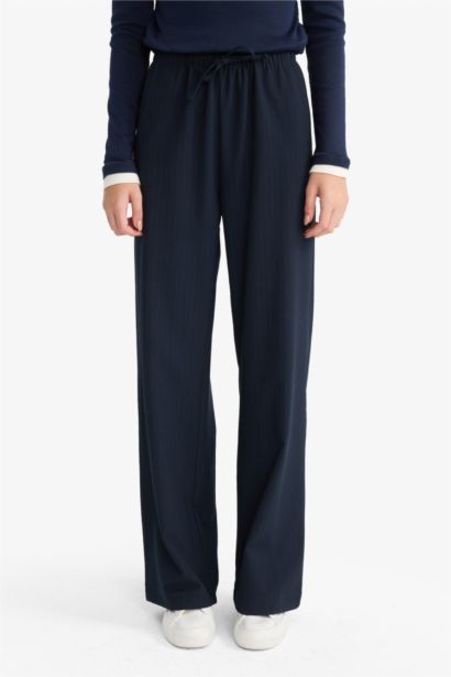 بنطلون وايد ليج برجل واسع وخصر عادي