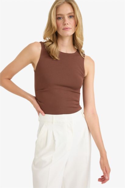 Slim Fit Ribana Crew Neck Tank Top