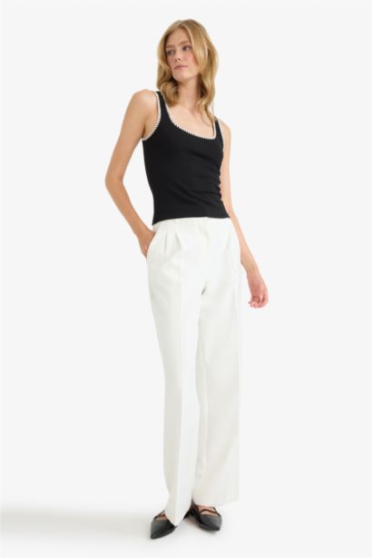 Slim Fit Ribana Round Collar Tank Top