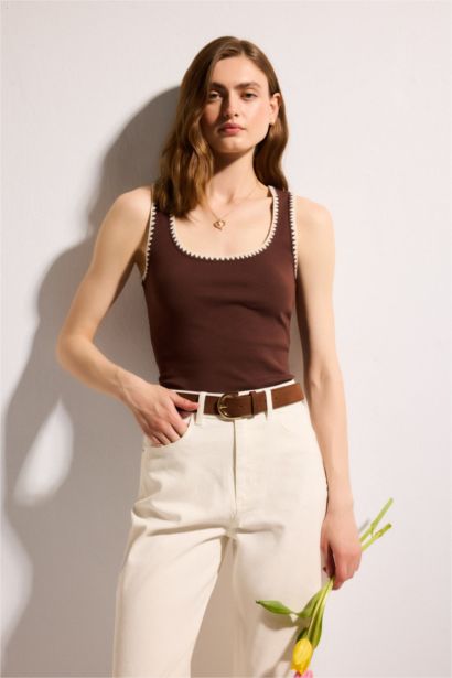 Slım Fıt Yuvarlak Yaka Ribana Atlet