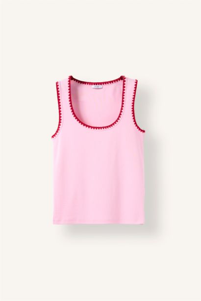 Slim Fit Ribana Round Collar Tank Top