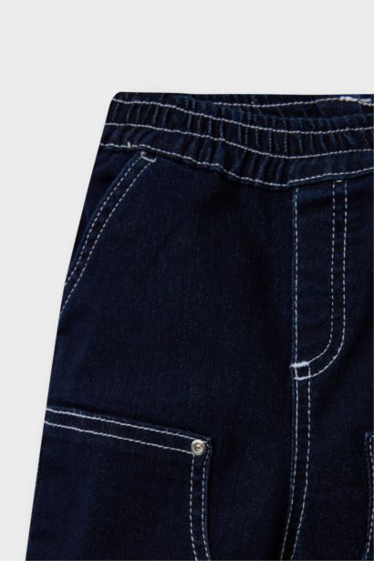 سروال جينز قصة عادية بجيب