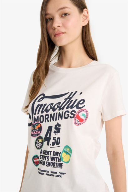 Regular Fit Crew Neck Printed Short Sleeve T-Shirt