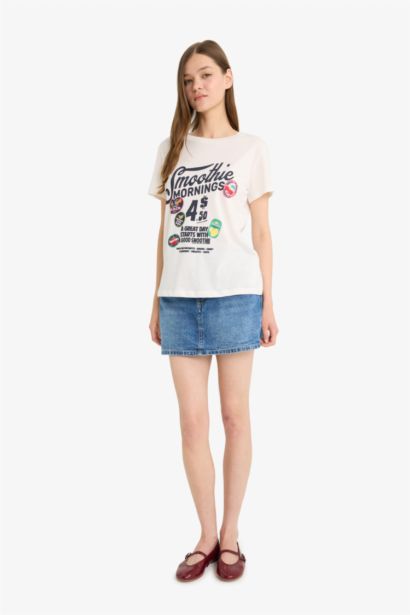 Regular Fit Crew Neck Printed Short Sleeve T-Shirt