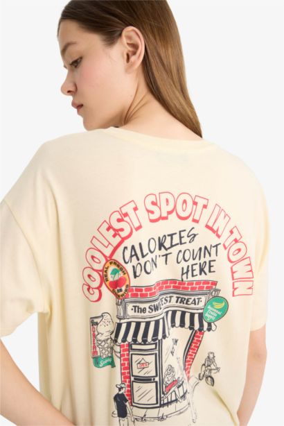 T-shirt oversize imprimé au dos à col rond et manches courtes