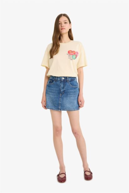 T-shirt oversize imprimé au dos à col rond et manches courtes