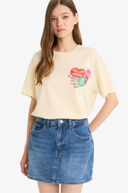 T-shirt oversize imprimé au dos à col rond et manches courtes