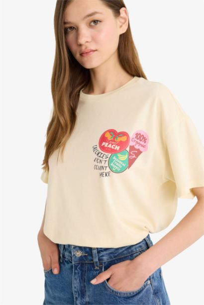 T-shirt oversize imprimé au dos à col rond et manches courtes