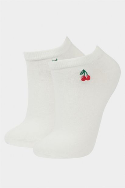 Kadın Meyve Baskılı 2'li Pamuklu Patik Çorap