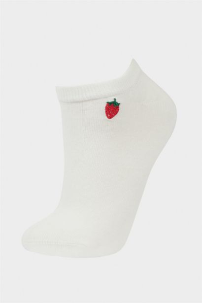 Kadın Meyve Baskılı 2'li Pamuklu Patik Çorap