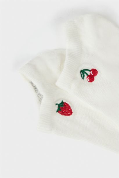 Kadın Meyve Baskılı 2'li Pamuklu Patik Çorap