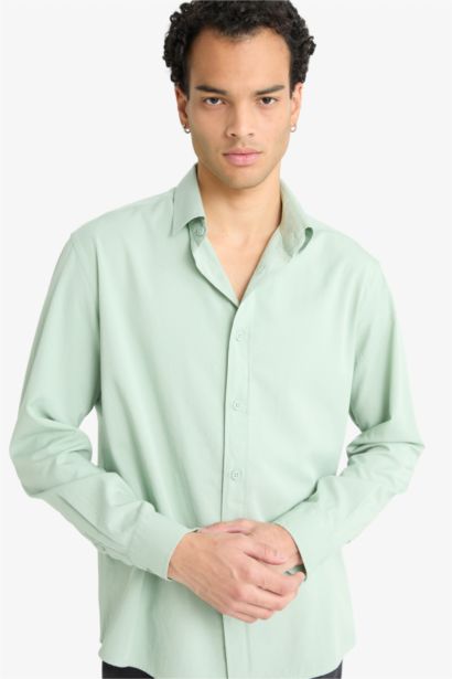 قميص بولو كم طويل محكم قصة عادية