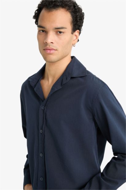 قميص بولو قصة عادية منسوج ردن طويل