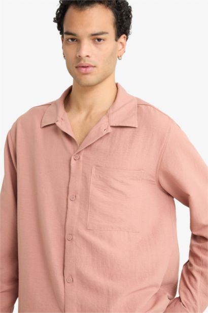 Relax Fit Woven Long Sleeve Shirt