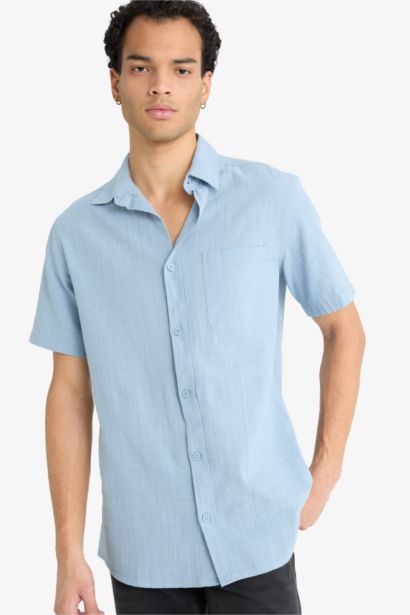 Slim Fit Polo Collar Short Sleeve Shirt