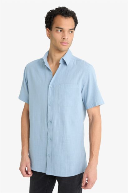 Slim Fit Polo Collar Short Sleeve Shirt