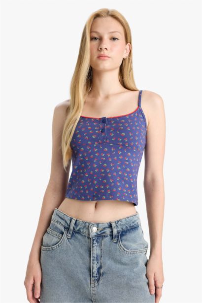 Fitted Fruit Print Tank Top