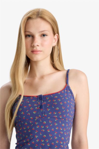 Fitted Fruit Print Tank Top