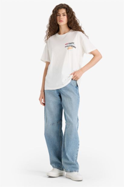 Oversize Fit Crew Neck Back Printed T-Shirt