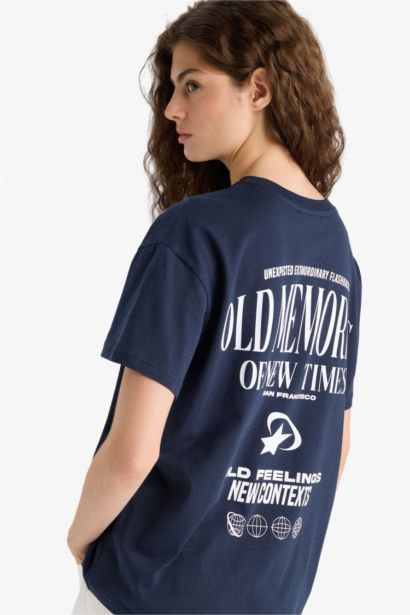 %100 Pamuk Oversıze Sırt Baskılı Tişört