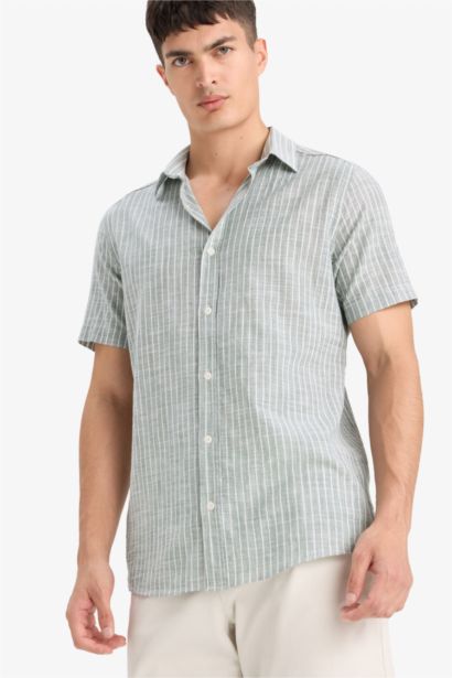 Striped Short Sleeve Cotton Shirt
