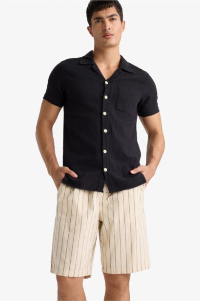 Çizgili Bermuda Şort