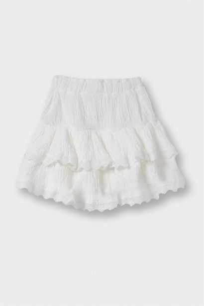 تنورة بيبي بناتي موسلين مكشكش وخصر مطاطي