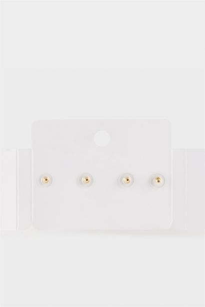 Woman 2 Piece Golden Earrings With Blue Stones