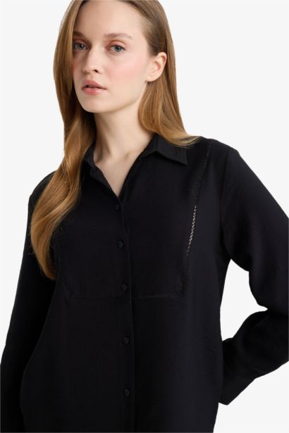 Туника Regular Fit с рубашечным воротником и длинным рукавом